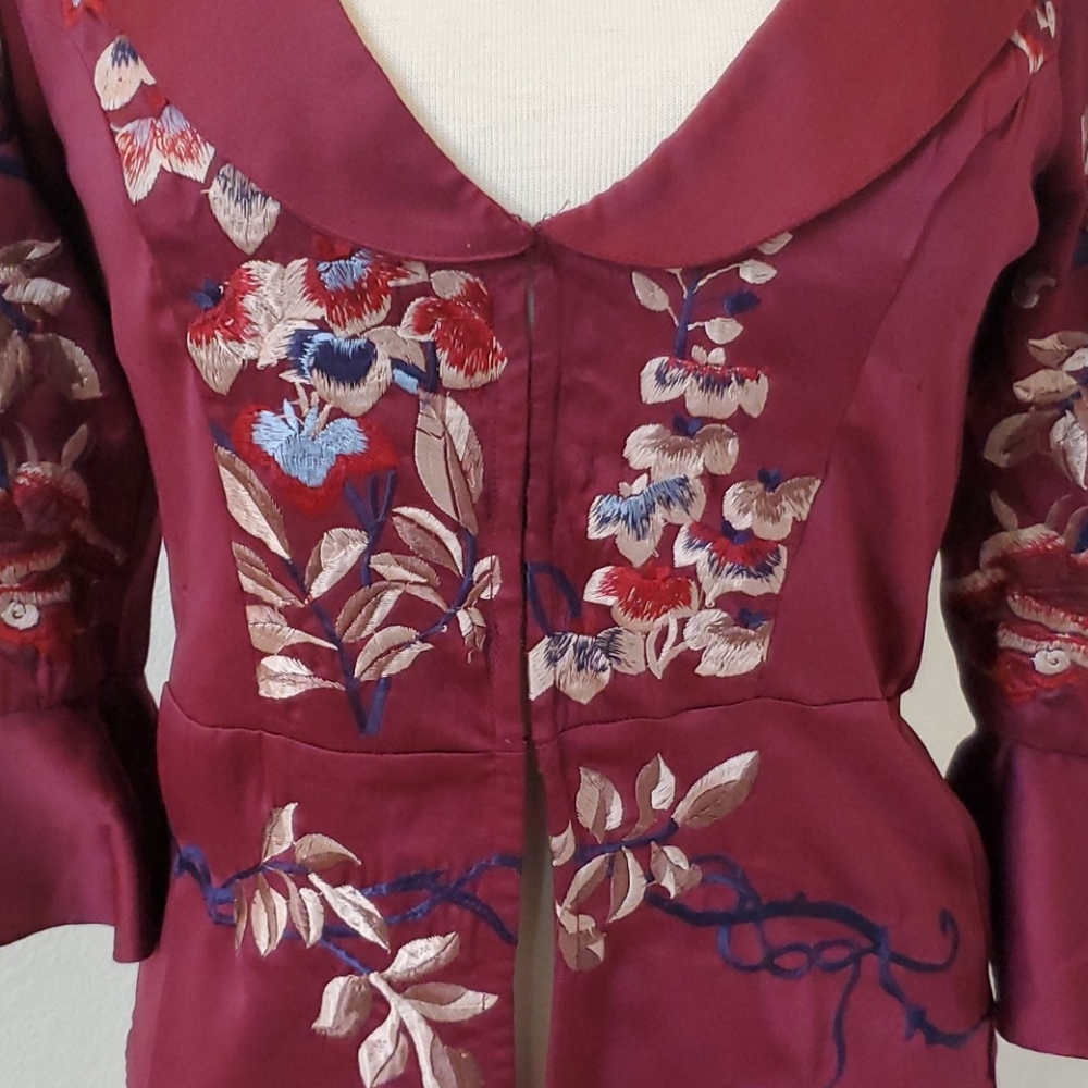 Free People Burgundy Embroidered Blouse NWT - Picture 2 of 7